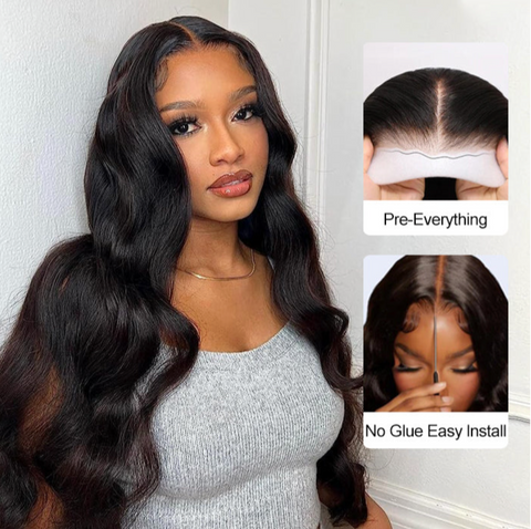 Body Wave Wigs 4x4 HD Invisible Lace Closure Wigs Pre Plucked Glueless Human Hair