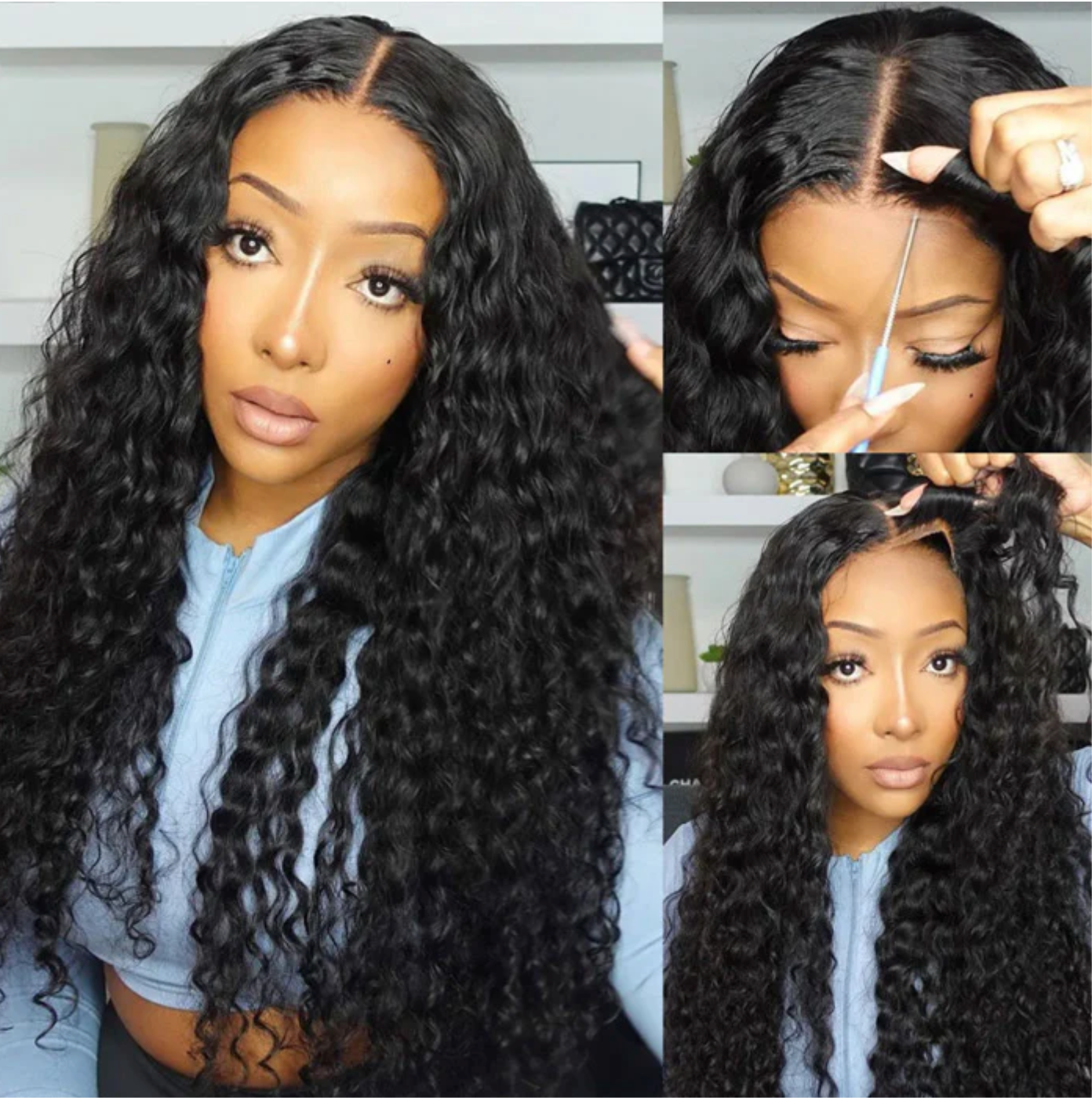 Glueless Water Wave 4x4 HD 26' Invisible Lace Closure Wigs Pre Plucked & Pre Bleached Human Hair