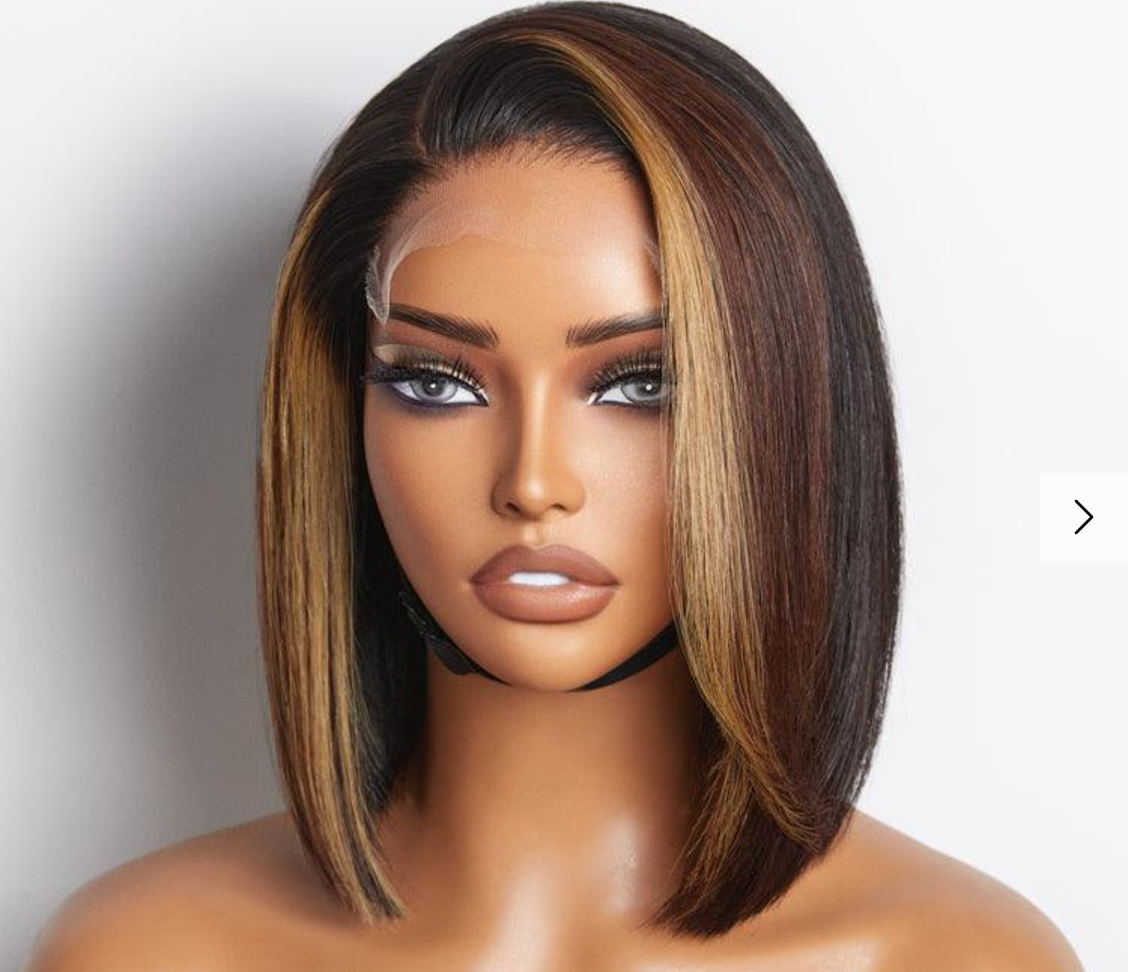 Brown Blonde Combo Highlight Straight Glueless 13x4  HD Lace Bob Wig (Luvme)