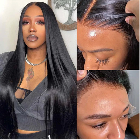 13x4 HD Lace Ear-to-Ear Frontal Straight Wig Invisible Knots Realistic Hairline Glueless 22'